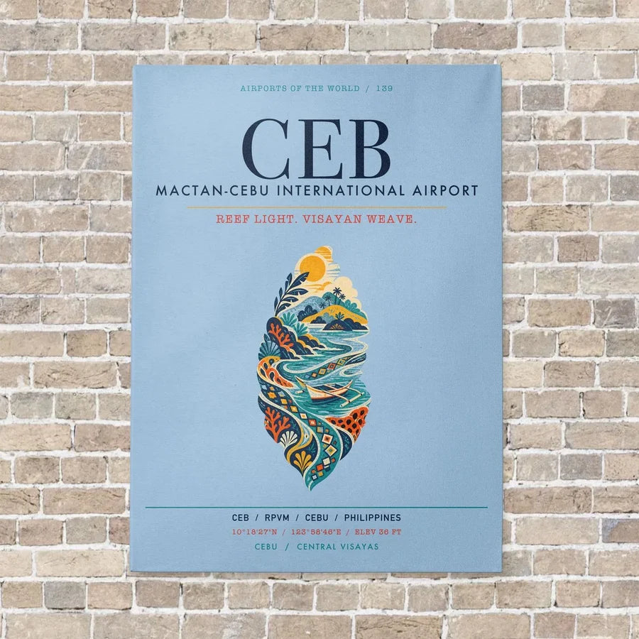 Mactan-Cebu International Airport CEB vertical canvas print - no frame - light blue background