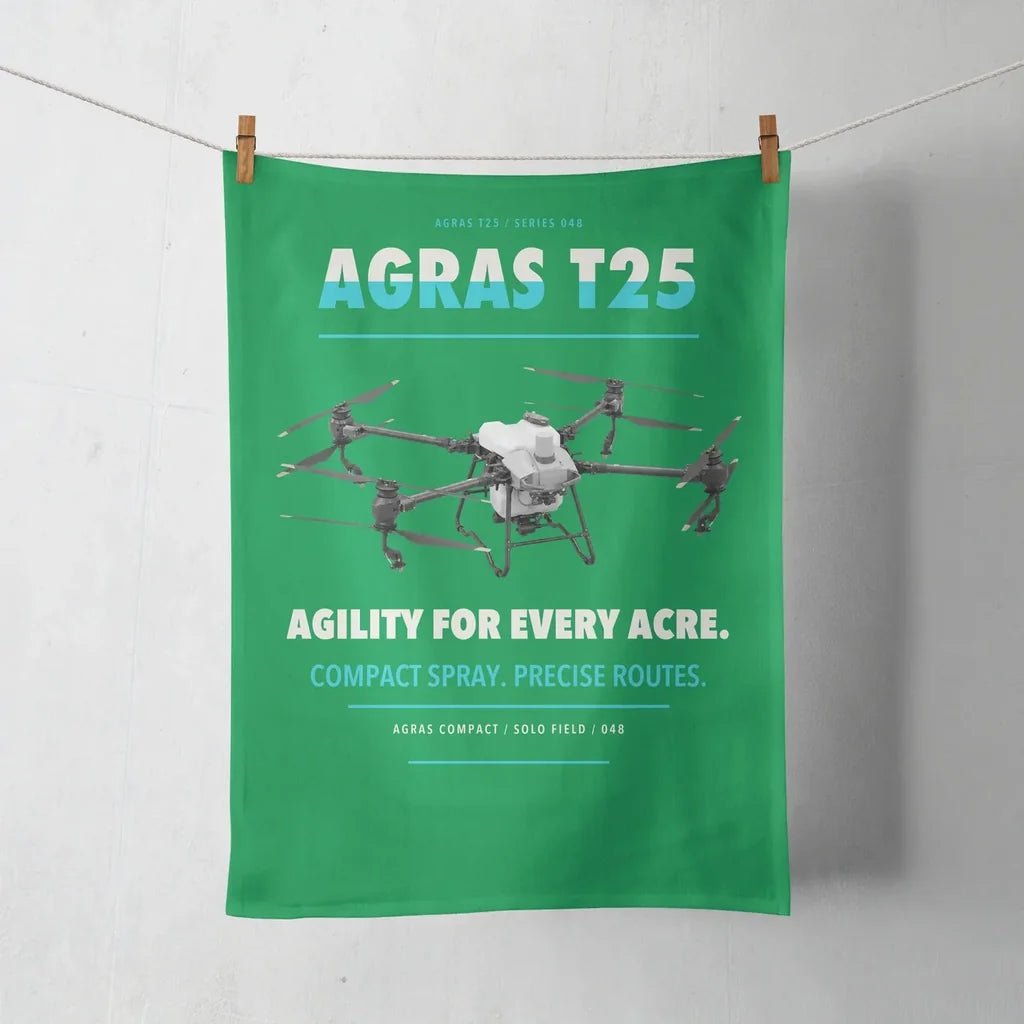 DJI Agras T25 design on green towel