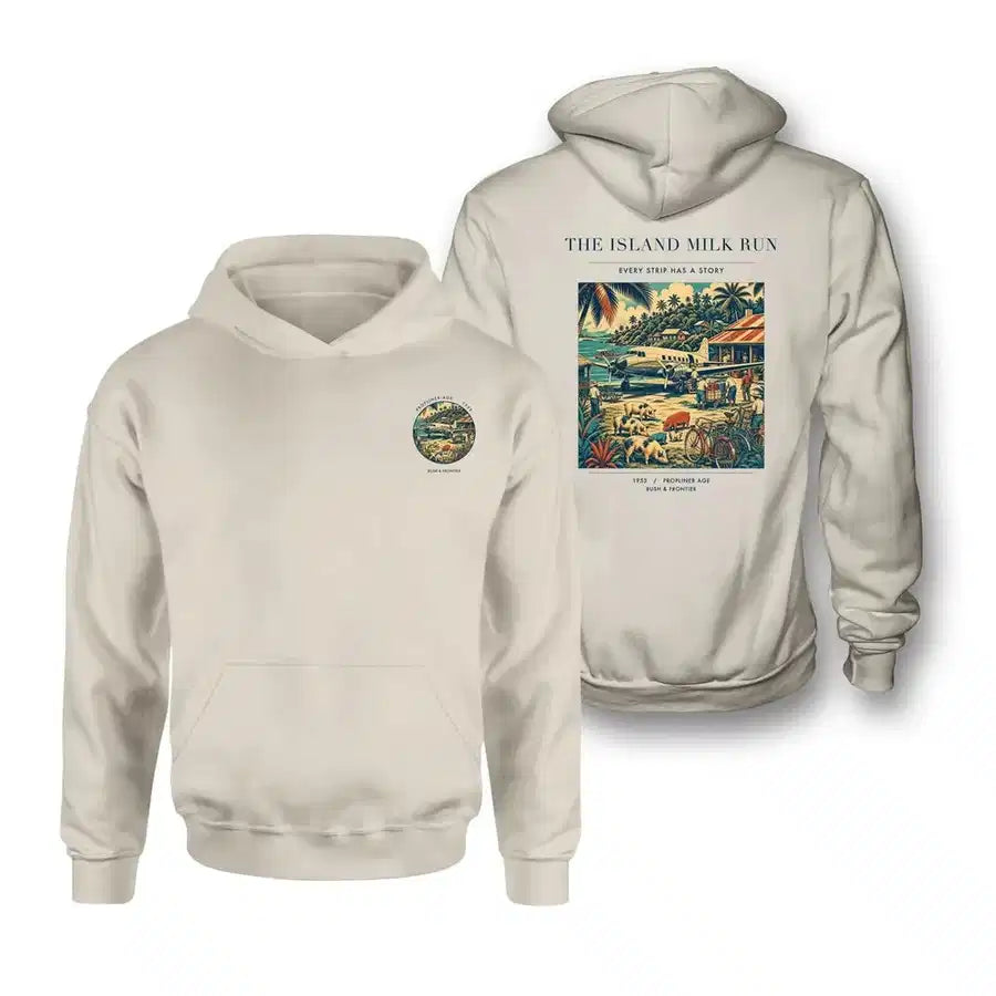 VINTAGE G4084 - The Island Milk Run - Double-Side Hoodie design on khaki double side