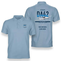 Thumbnail for Diamond DA42-VI design on light blue double-side polo t-shirt, double-side print