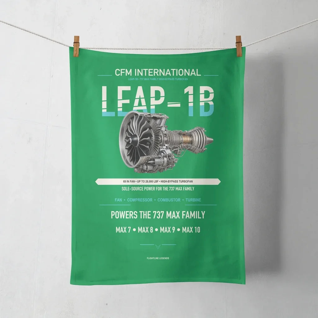 CFM LEAP-1B design on green towel