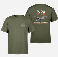 Thumbnail for C-2A Greyhound design on green army double-side t-shirt, double-side print