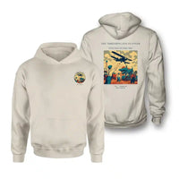 Thumbnail for VINTAGE G4389 - The Threshing Day Flyover - Double-Side Hoodie design on khaki double side