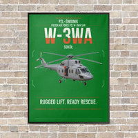 Thumbnail for PZL-Świdnik W-3WA Sokół vertical canvas print - framed - green background