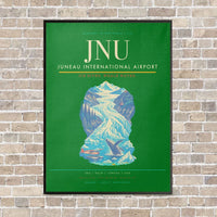 Thumbnail for Juneau International Airport JNU vertical canvas print - framed - green background