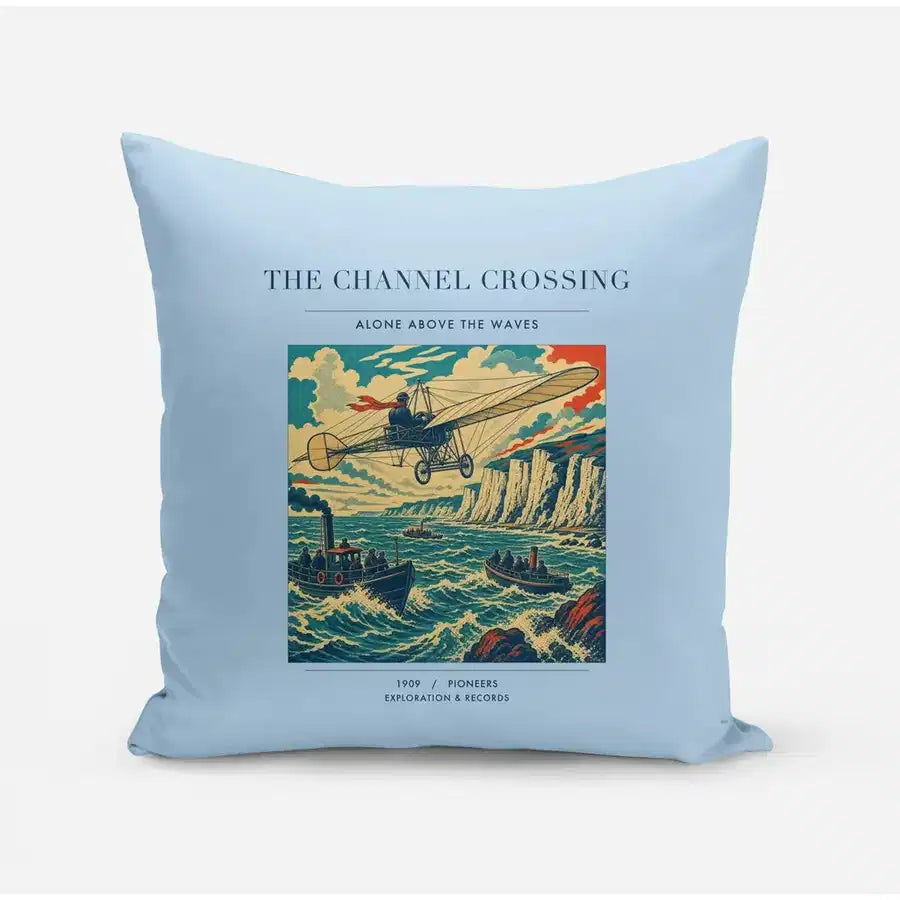 VINTAGE G4002 - The Channel Crossing - Designed Pillows design on lightblue