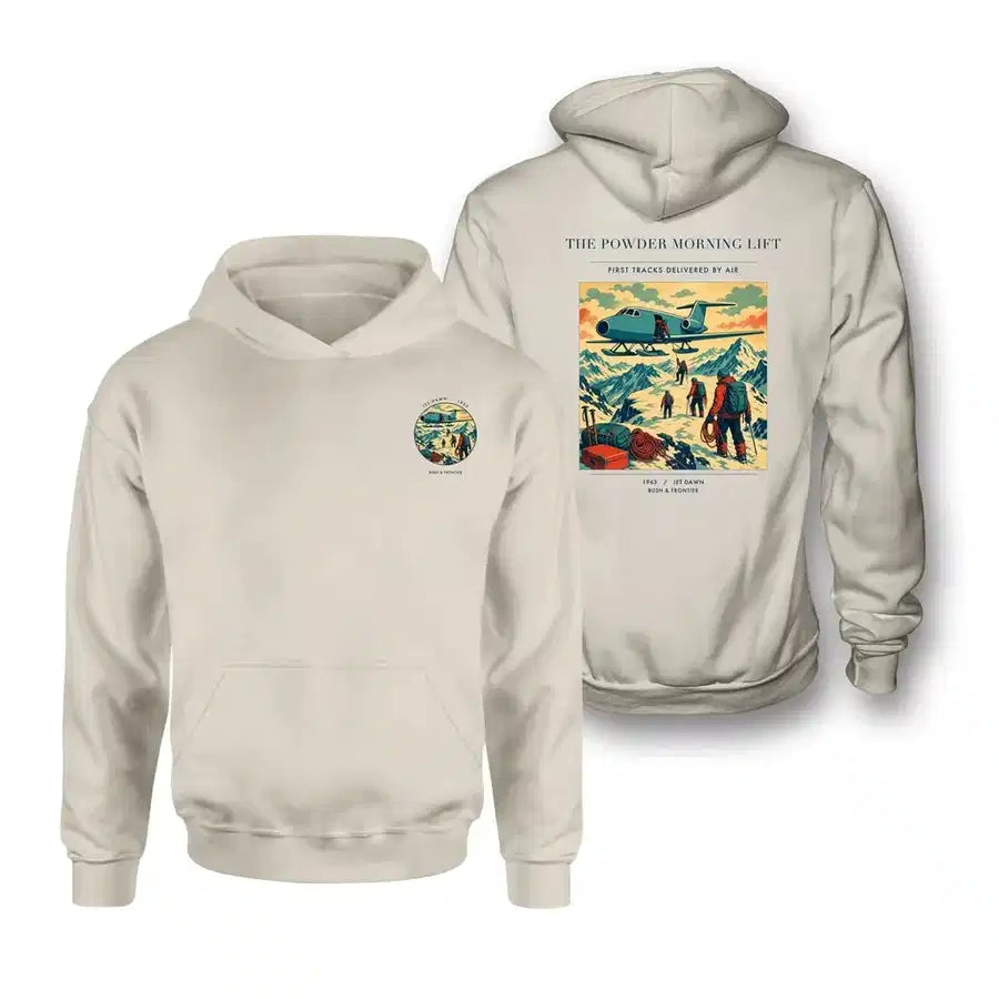 VINTAGE G4287 - The Powder Morning Lift - Double-Side Hoodie design on khaki double side