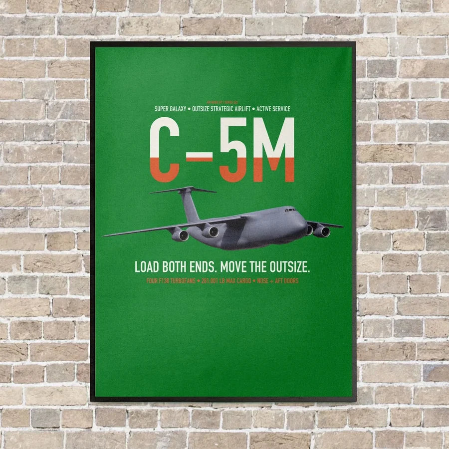 C-5M Super Galaxy vertical canvas print - framed - green background