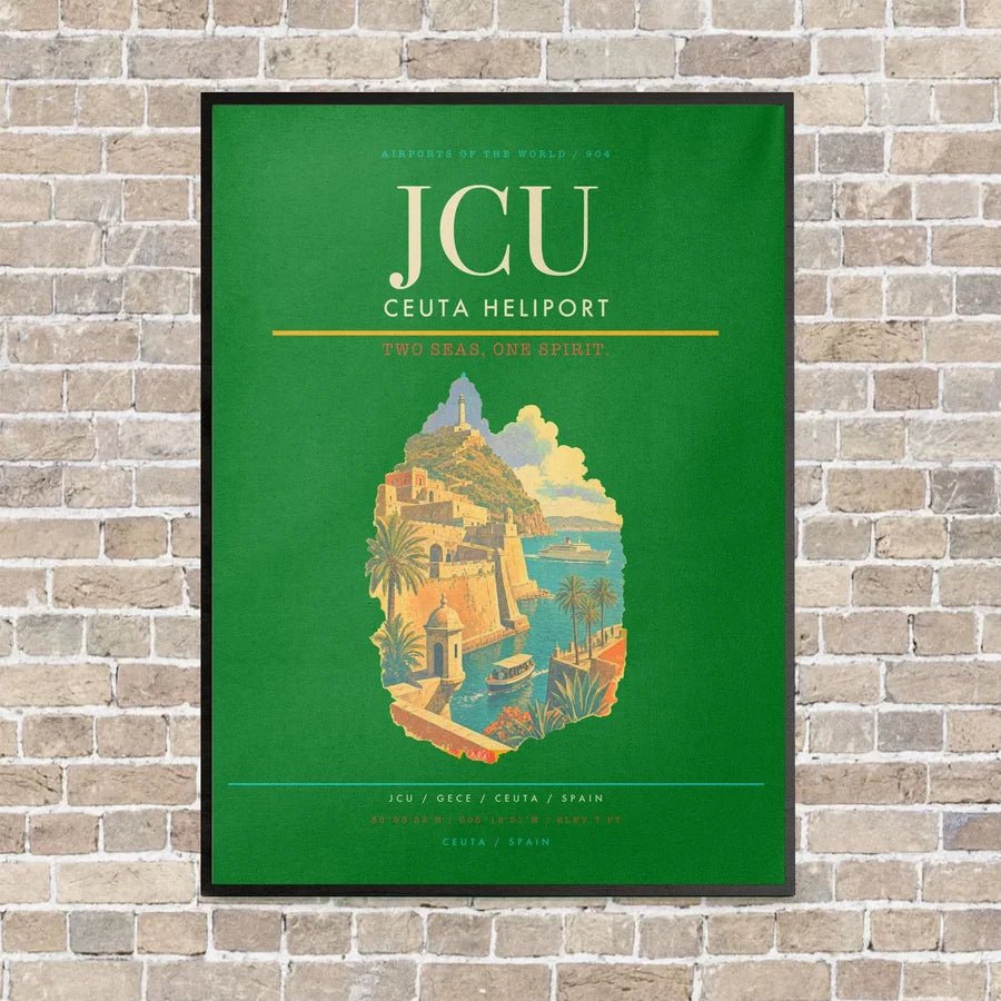 Ceuta Heliport JCU vertical canvas print - framed - green background
