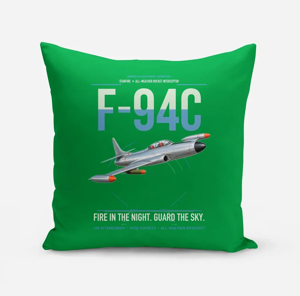 F-94C Starfire design on green pillow