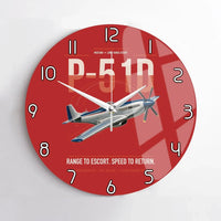 Thumbnail for P-51D Mustang design on red no frame wall clock