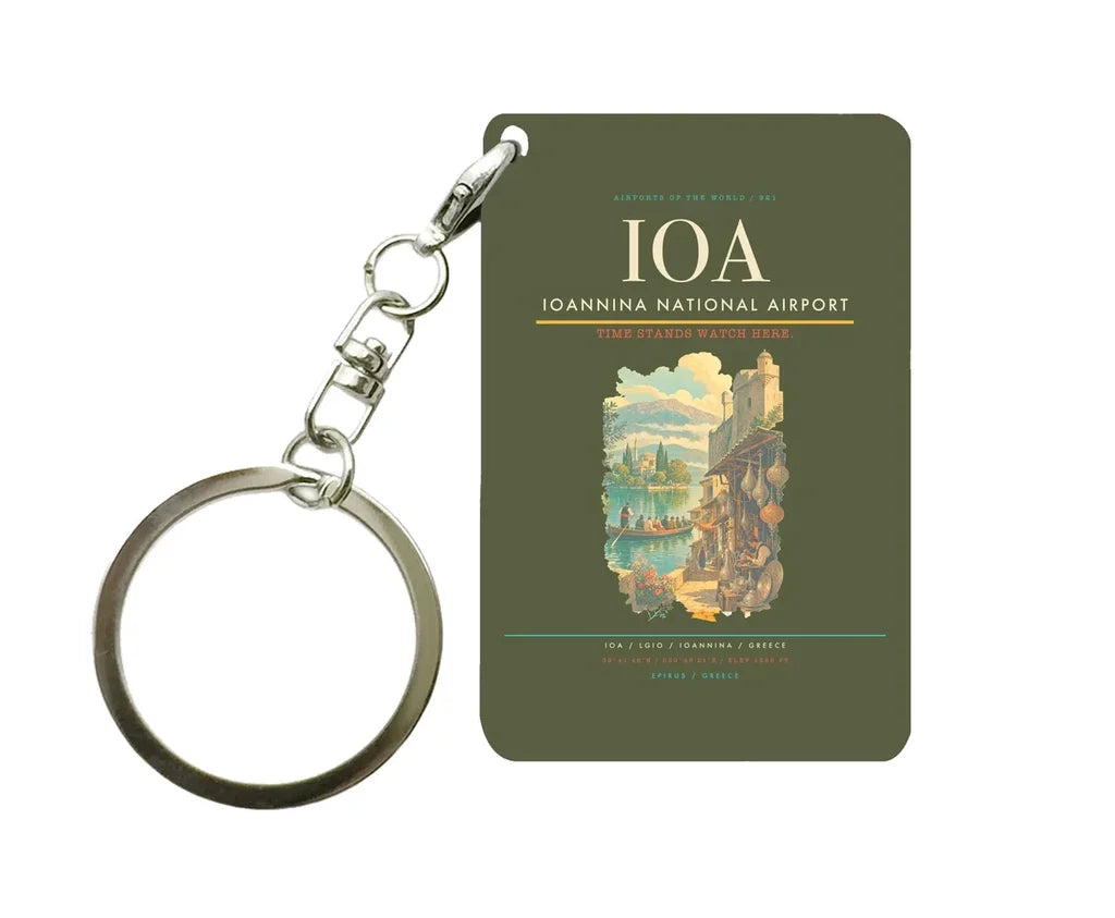 Ioannina National Airport (IOA) design on green army key chain