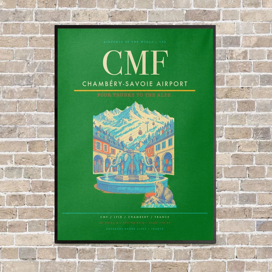 Chambéry-Savoie Airport CMF vertical canvas print - framed - green background