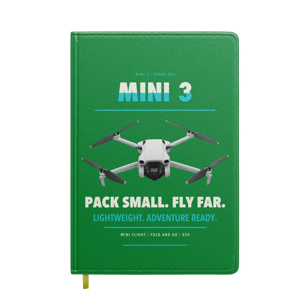 DJI Mini 3 design on green notebook