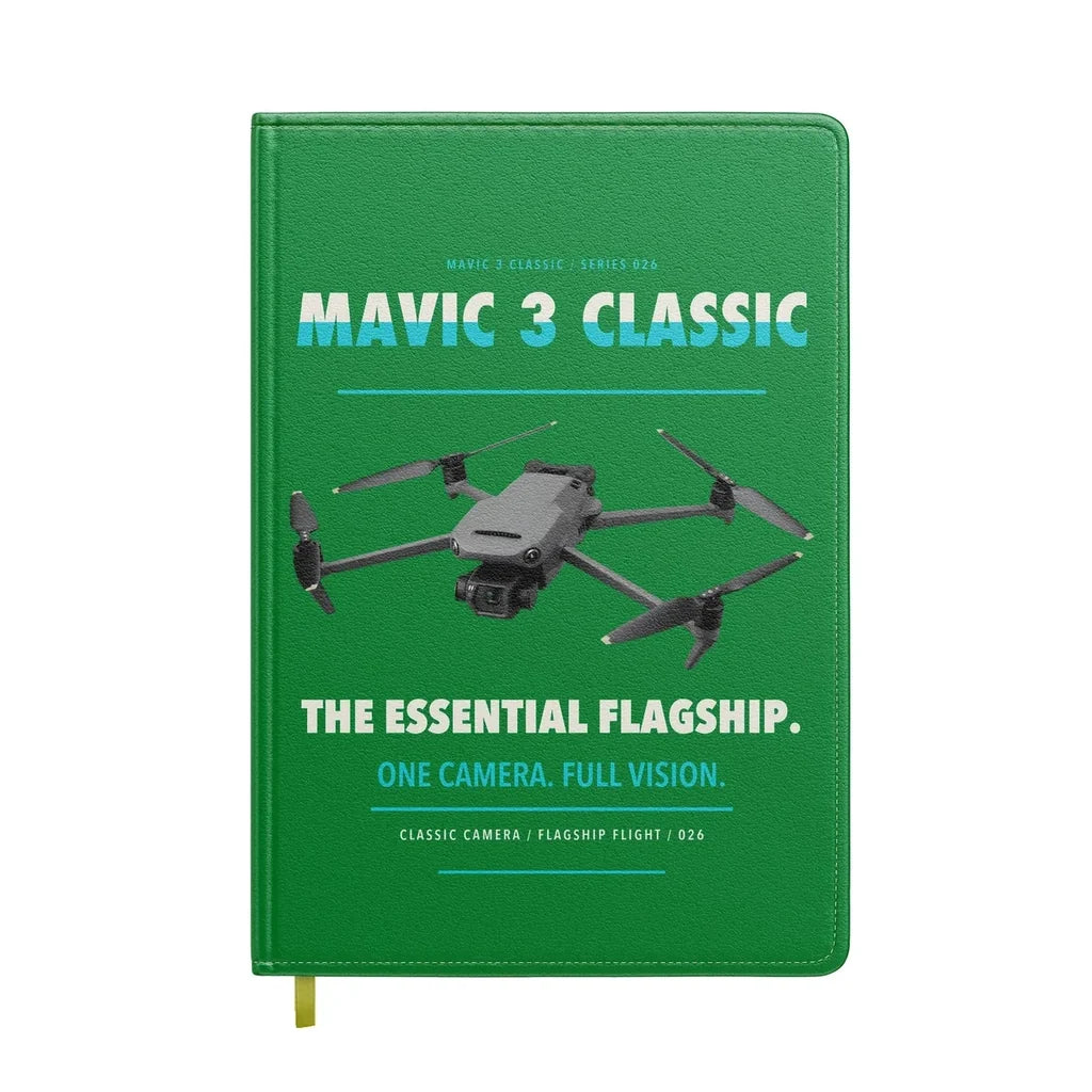 DJI Mavic 3 Classic design on green notebook