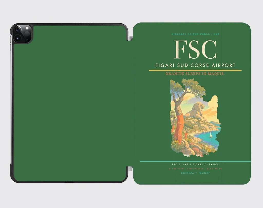 Figari Sud-Corse Airport (FSC) design on green ipad tablet case