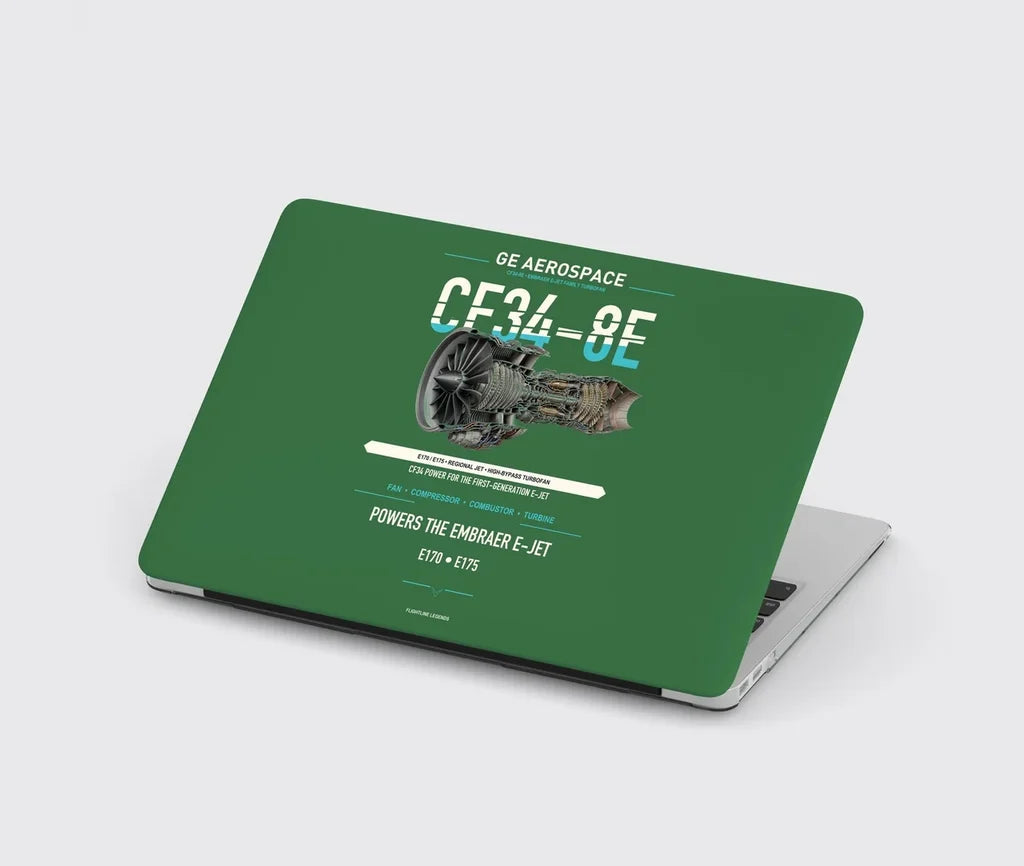 CF34-8E design on green MacBook case
