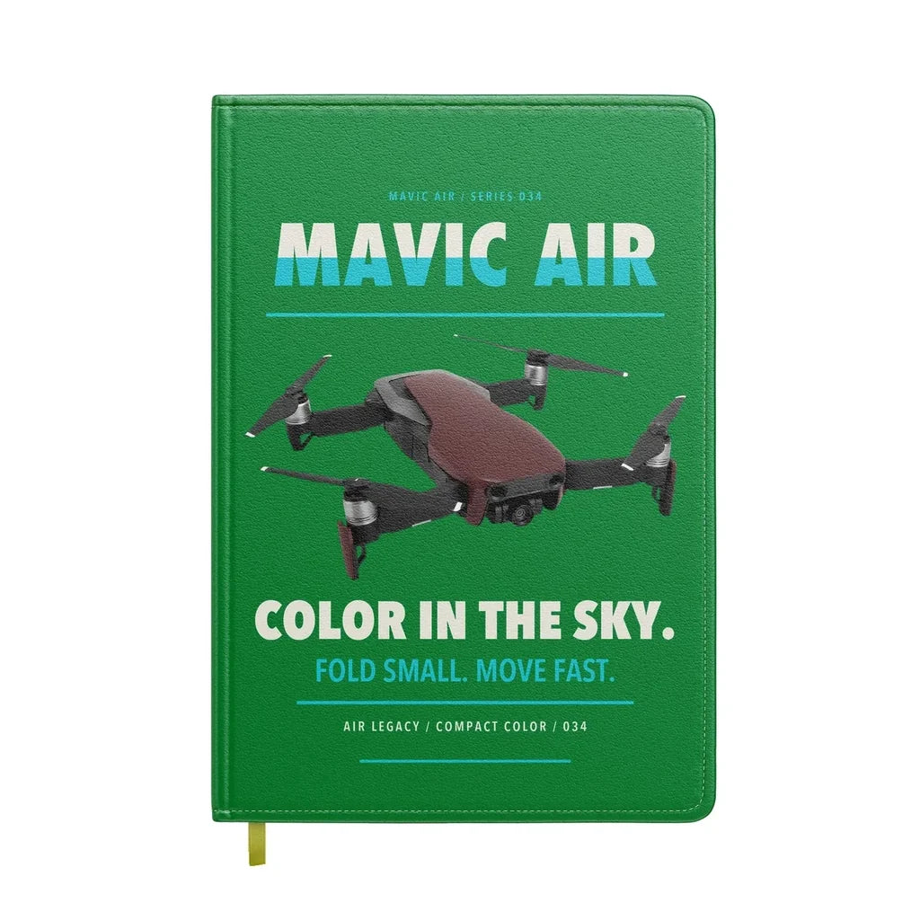 DJI Mavic Air design on green notebook