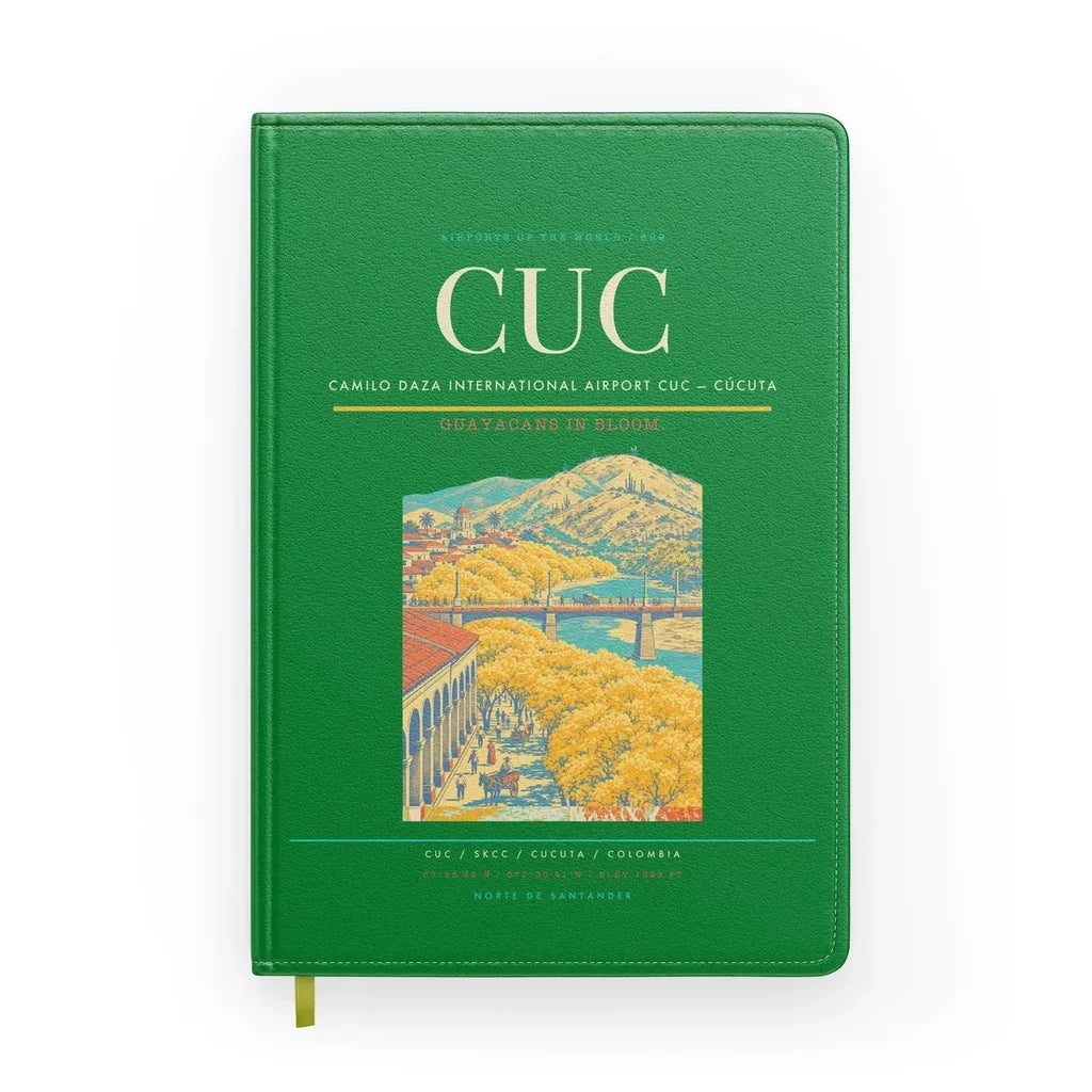 Camilo Daza International Airport (CUC) design on green notebook