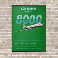 Thumbnail for Bombardier Global 8000 vertical canvas print - framed - green background
