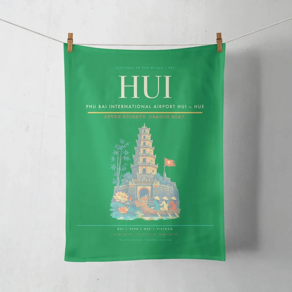 Phu Bai International Airport (HUI) design on green towel