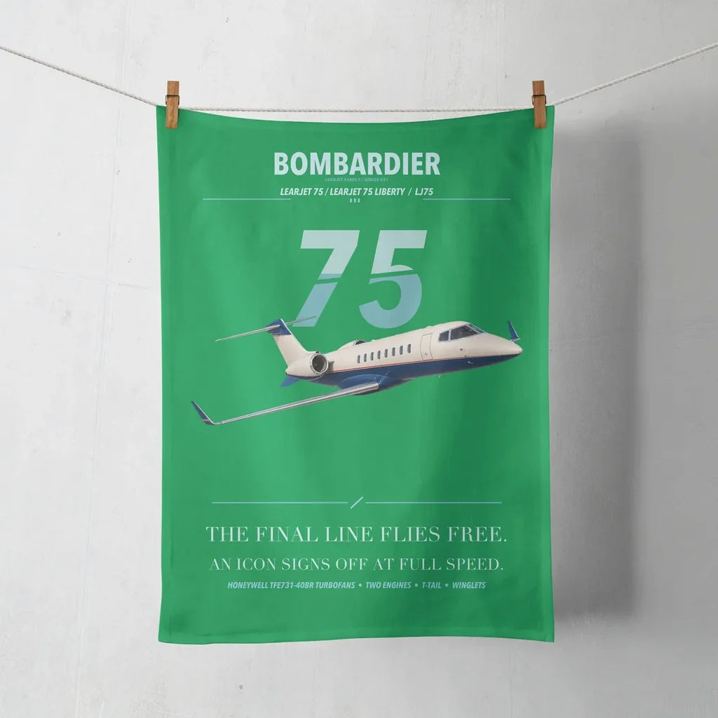 Bombardier Learjet 75 Liberty design on green towel