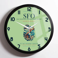 Thumbnail for San Francisco International Airport (SFO) design on light green framed wall clock