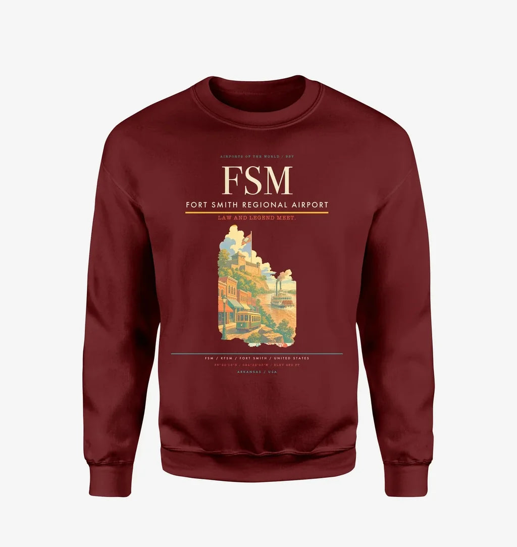 Fort Smith Regional Airport (FSM) design on wine red sweatshirt