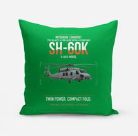 Thumbnail for Mitsubishi Sikorsky SH-60K design on green pillow