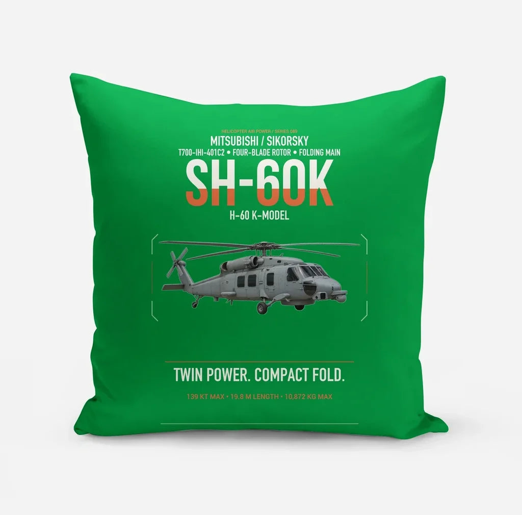 Mitsubishi Sikorsky SH-60K design on green pillow