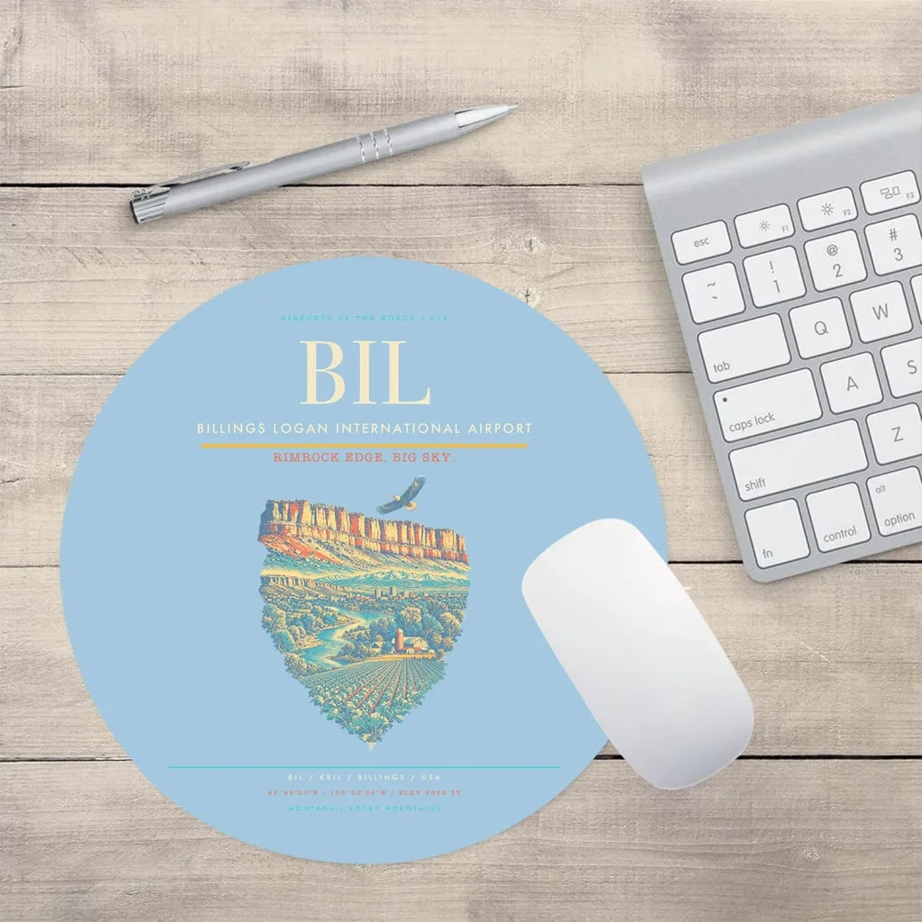 Billings Logan International Airport BIL Mouse-Pad Round - Light Blue