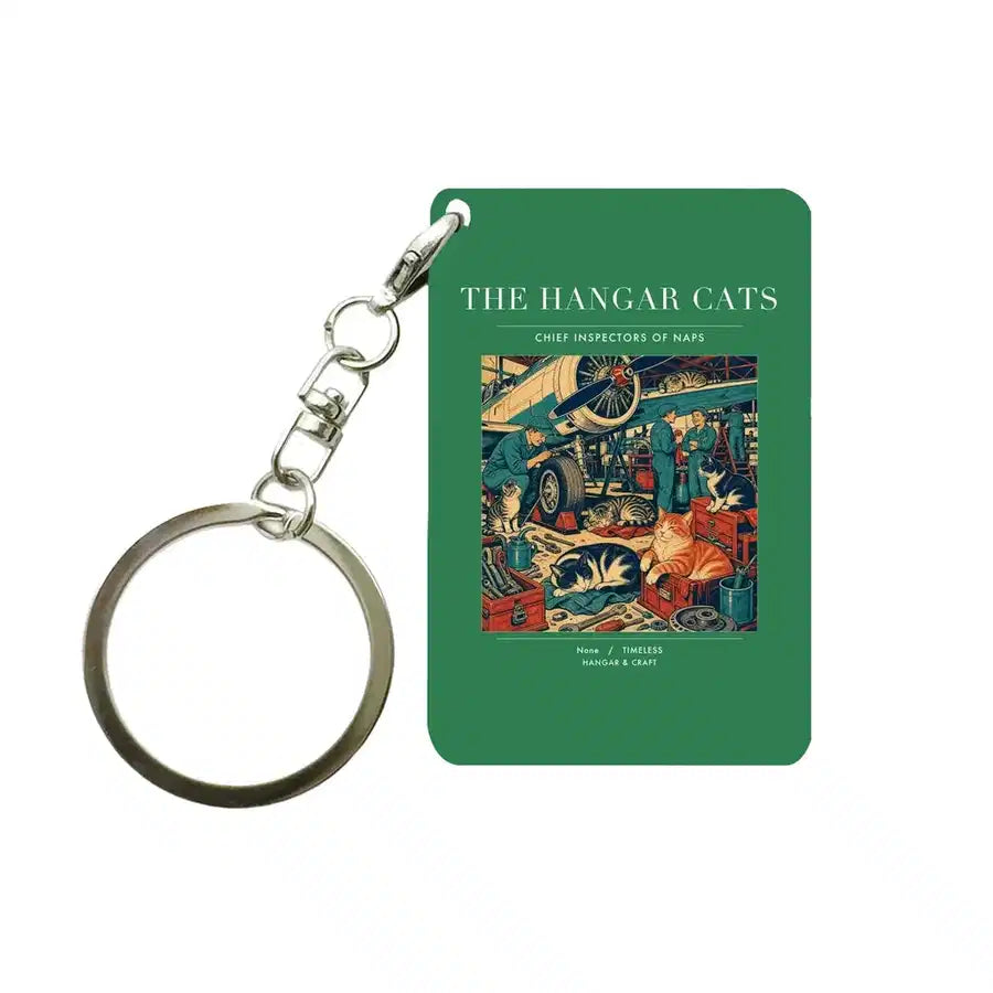 VINTAGE G4137 - The Hangar Cats - Designed Key Chain design on green