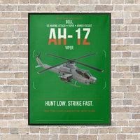 Thumbnail for Bell AH-1Z Viper vertical canvas print - framed - green background