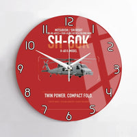 Thumbnail for Mitsubishi Sikorsky SH-60K design on red no frame wall clock
