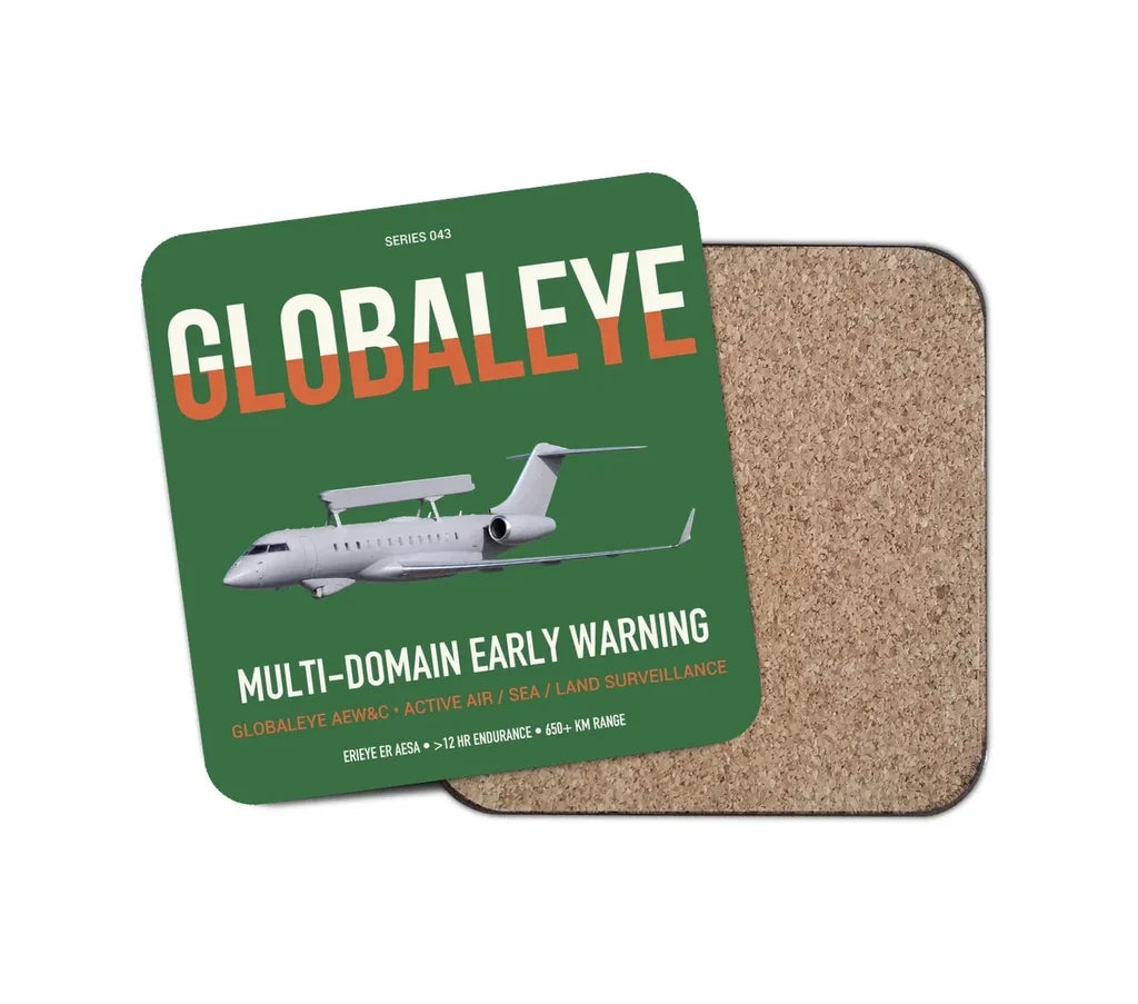 Saab GlobalEye design on green 1 piece coaster