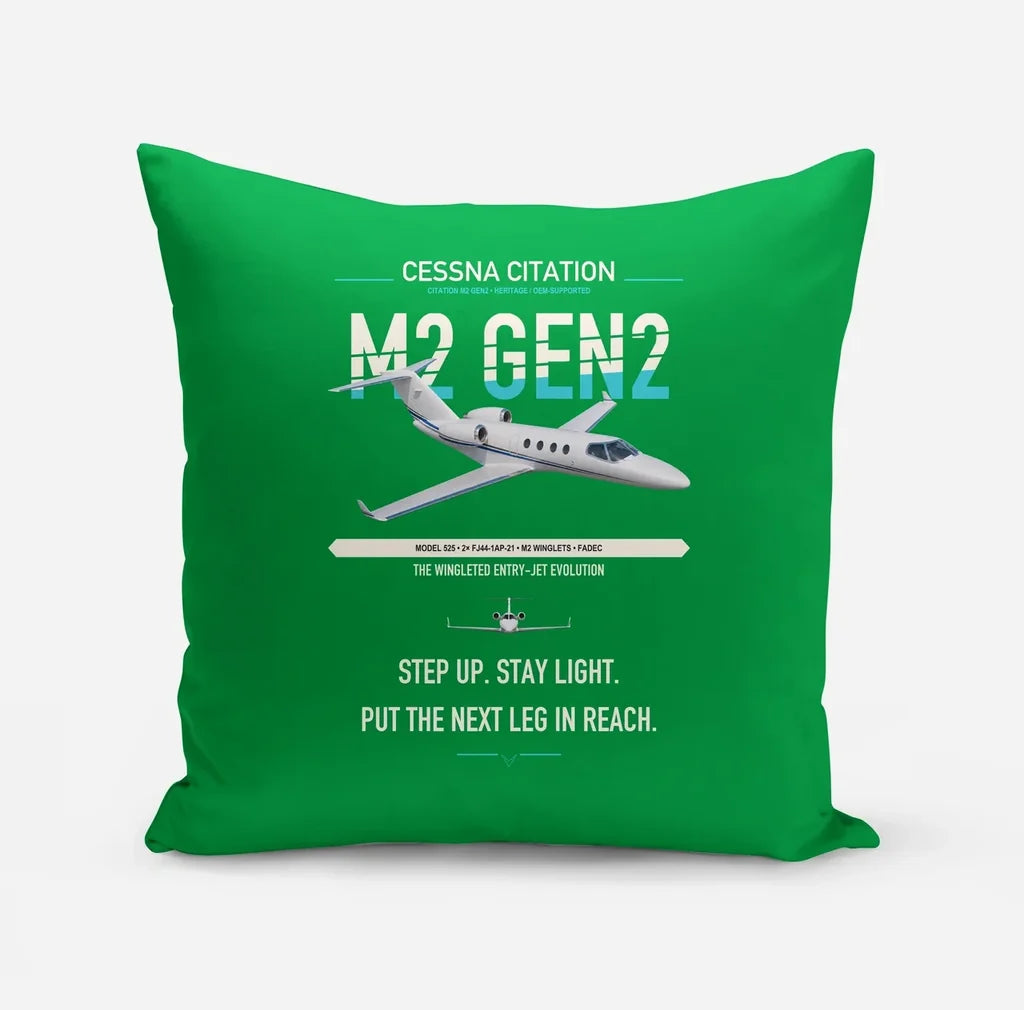 Cessna Citation M2 Gen2 design on green pillow