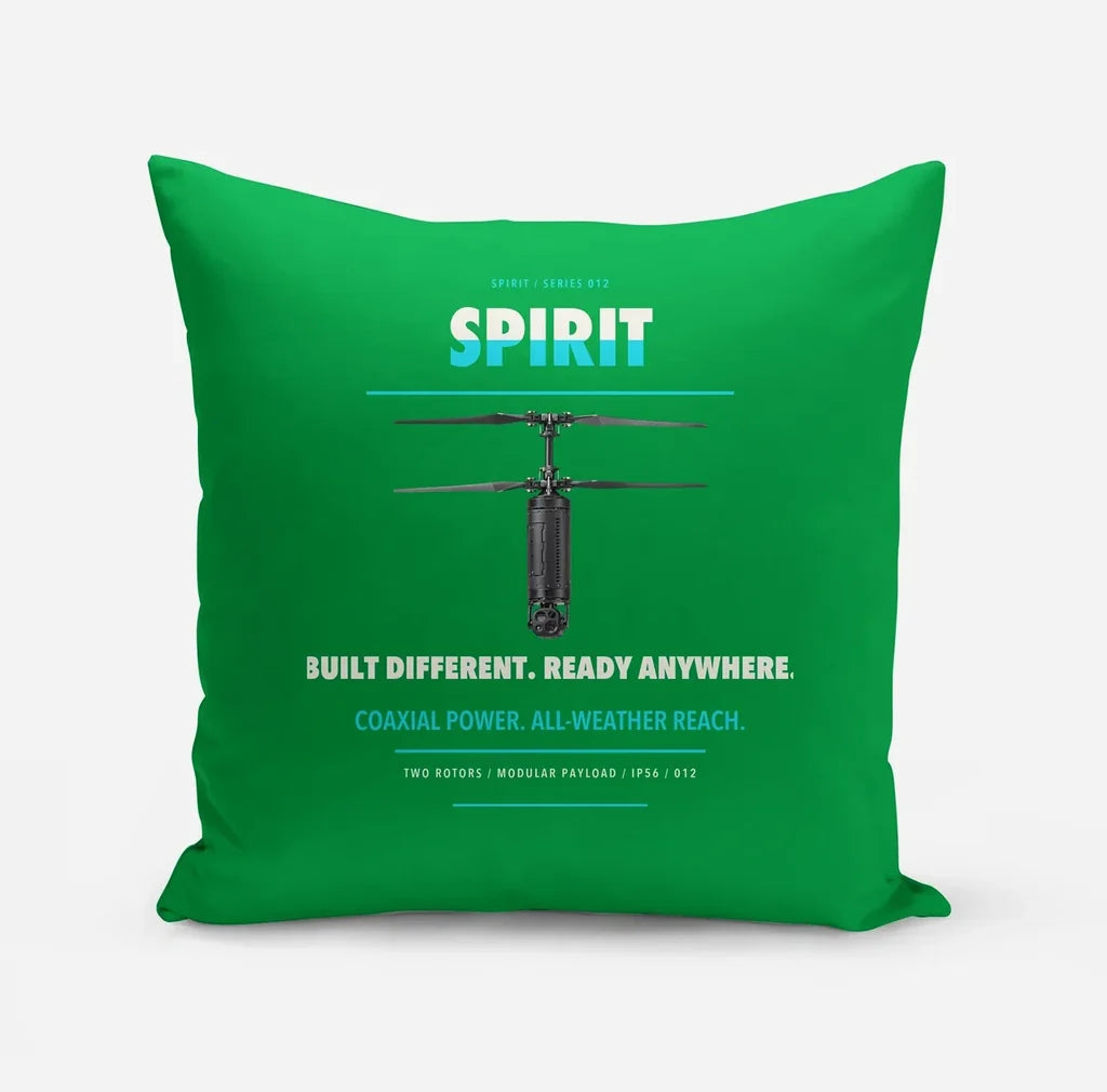 Ascent AeroSystems Spirit design on green pillow