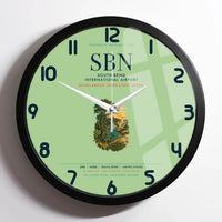 Thumbnail for South Bend International Airport (SBN) design on light green framed wall clock