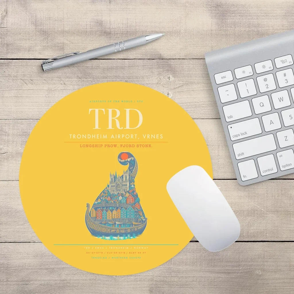 Trondheim Airport Vrnes TRD Mouse-Pad Round - Yellow
