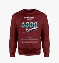 Thumbnail for Bombardier Global 6000 design on wine red sweatshirt