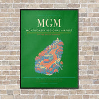 Thumbnail for Montgomery Regional Airport MGM vertical canvas print - framed - green background