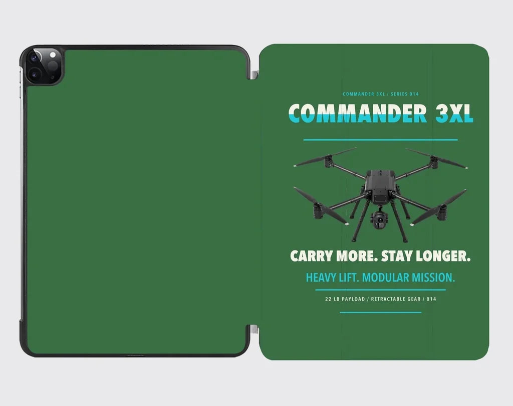 Draganfly Commander 3XL design on green ipad tablet case