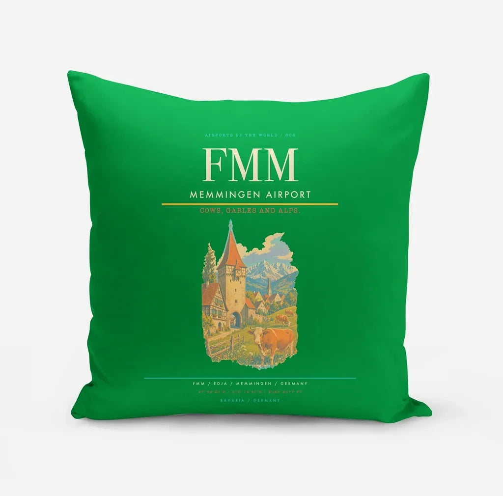 Memmingen Airport (FMM) design on green pillow