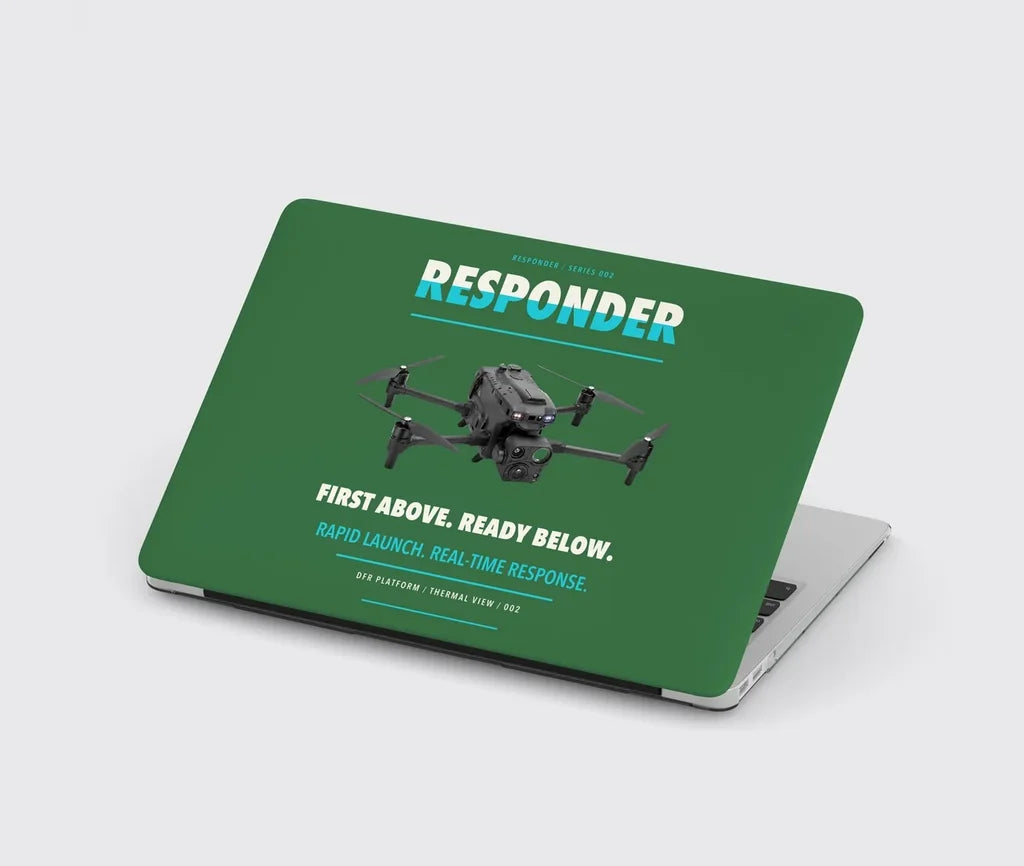 BRINC Responder design on green MacBook case