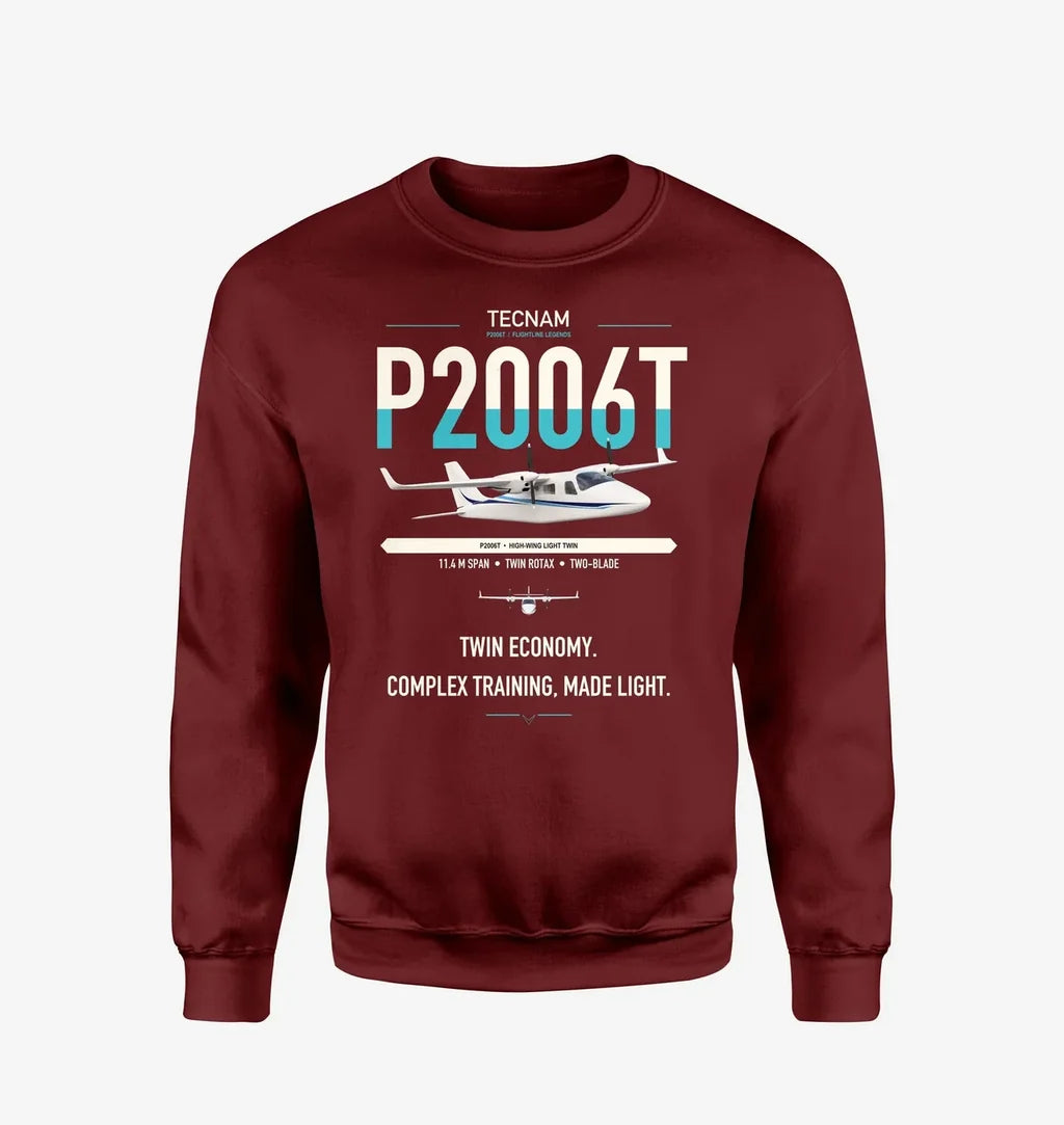 Tecnam P2006T design on wine red sweatshirt