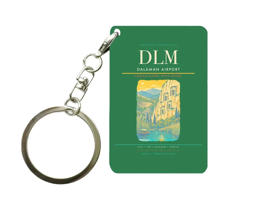Dalaman Airport DLM Key Chain design on green key chain
