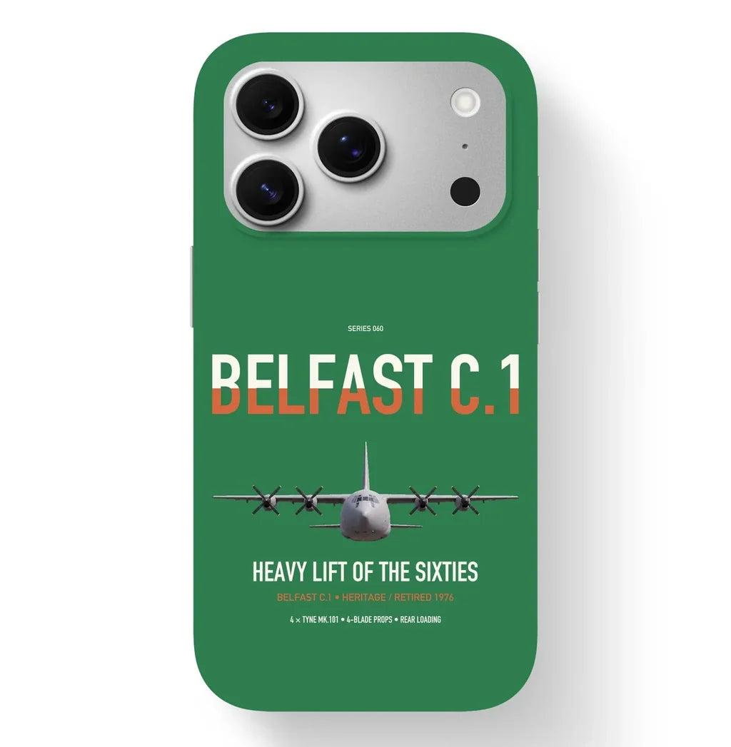 Short Belfast C.1 design on green magsafe iphone case, for iPhone 17 Pro
