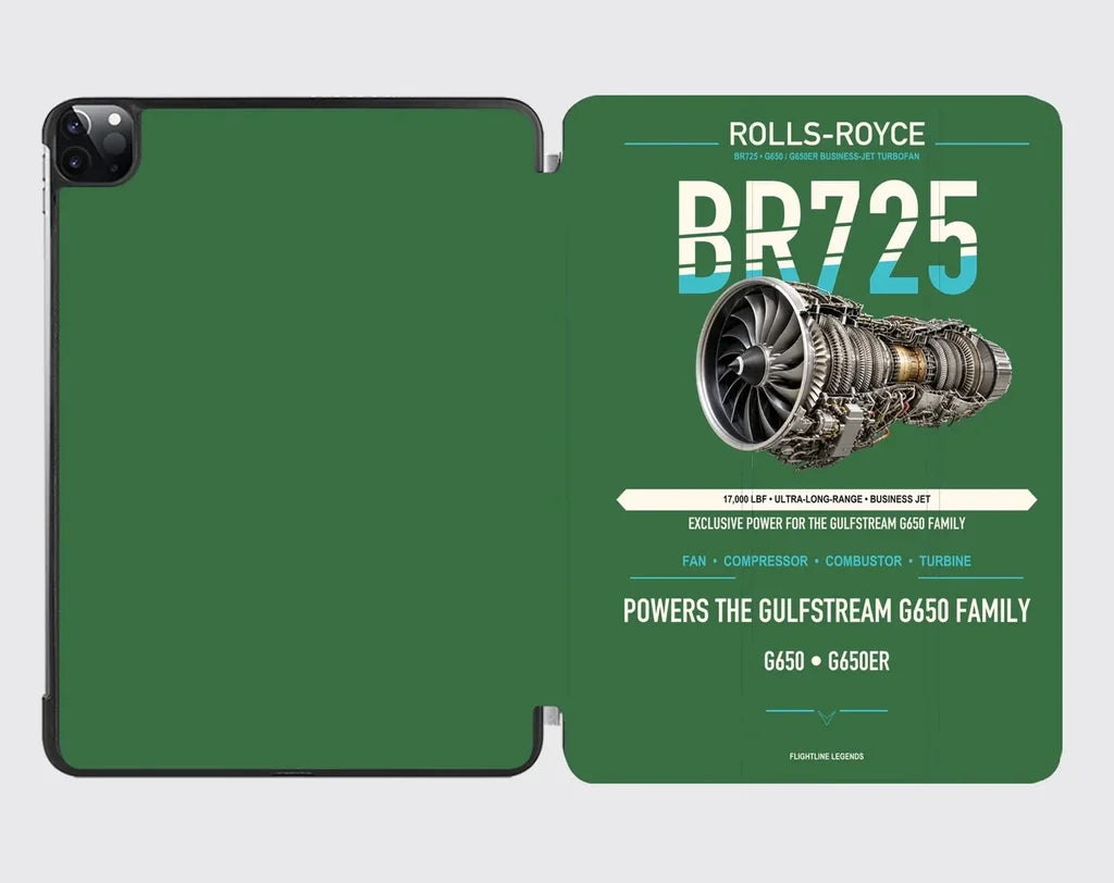 BR725 design on green ipad tablet case