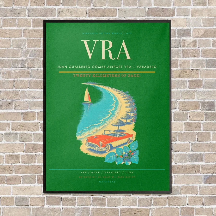 Juan Gualberto Gómez Airport VRA — Varadero vertical canvas print - framed - green background