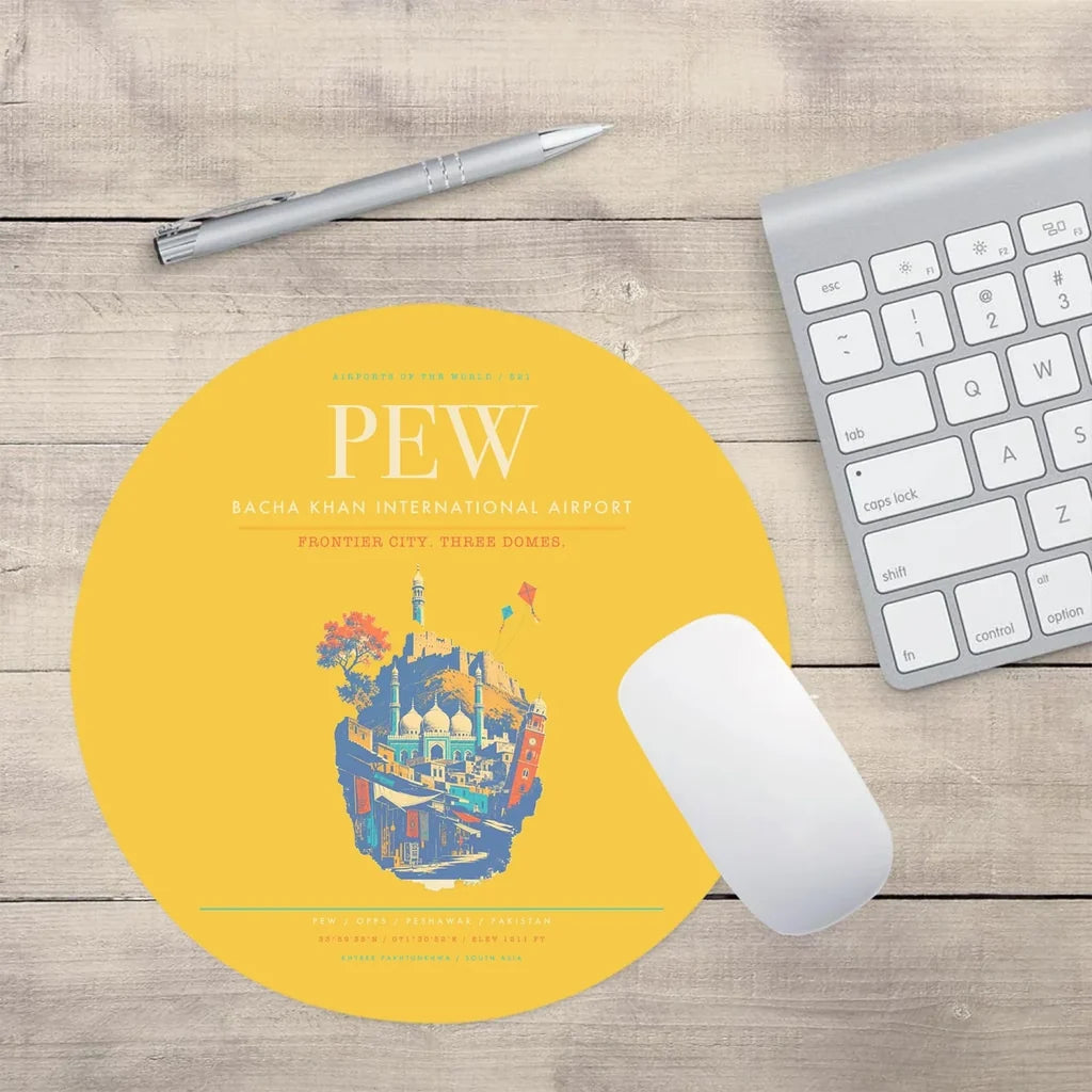 Bacha Khan International Airport PEW Mouse-Pad Round - Yellow